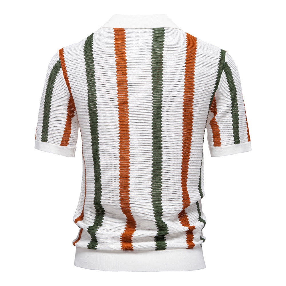 Herren nan kurzärmeliges Strickpolo mit Reverskragen und strukturierter Maschenware Drune