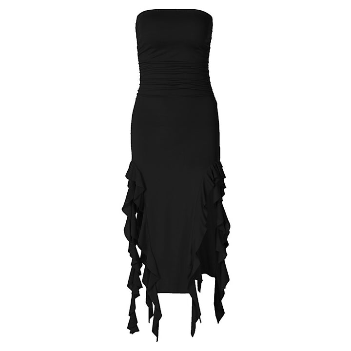Damen Wickelkleid mit Rüschen und figurformendem Schnitt Drune