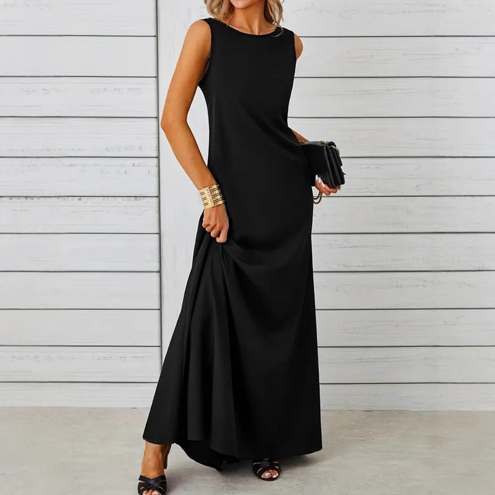 Damen elegantes Maxikleid mit schwingendem Saum und klassischem Schnitt Drune
