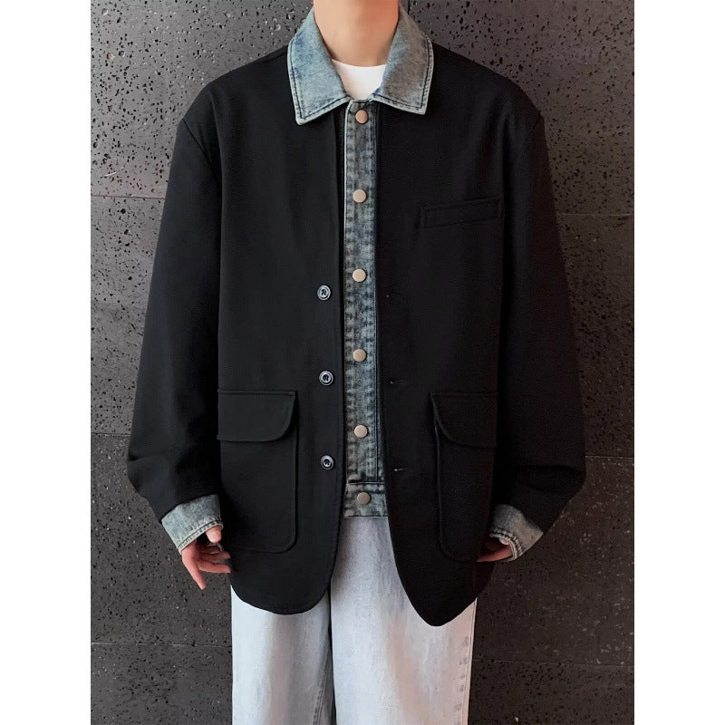 Herren Oversized Sakkojacke mit aufgesetzten Pattentaschen Drune