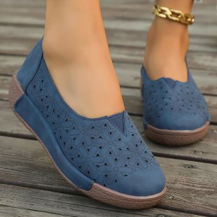 Damen luftige Slip-On Ballerinas mit filigranem Lochmuster Drune