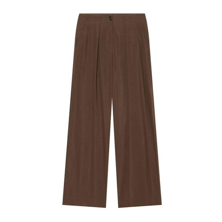 Damen Hochtaillierte Palazzo-Hose mit Bundfalten und seitlichen Eingrifftaschen Drune