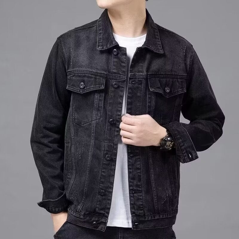 Herren Modische Denimjacke mit Knöpfen Drune