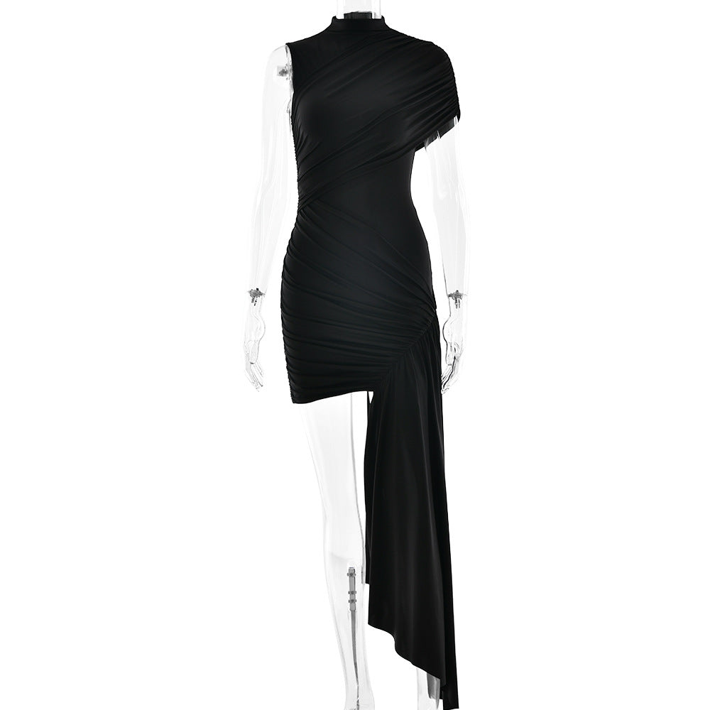 Damen figurbetontes Minikleid mit asymmetrischer Drapierung Drune