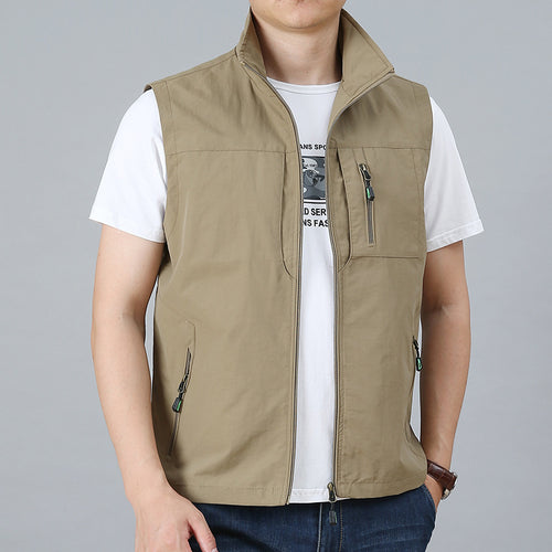 Herren nan technische Zip-Weste mit hochgeschlossenem Kragen wasserabweisendem Nylon und Sicherheitsreißverschlusstaschen Drune
