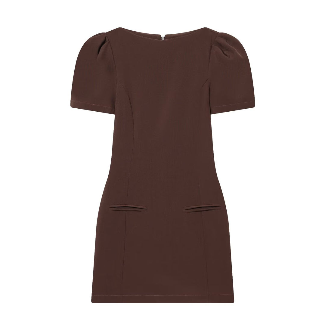 Damenkleid mit Puffärmeln und tailliertem Schnitt Drune