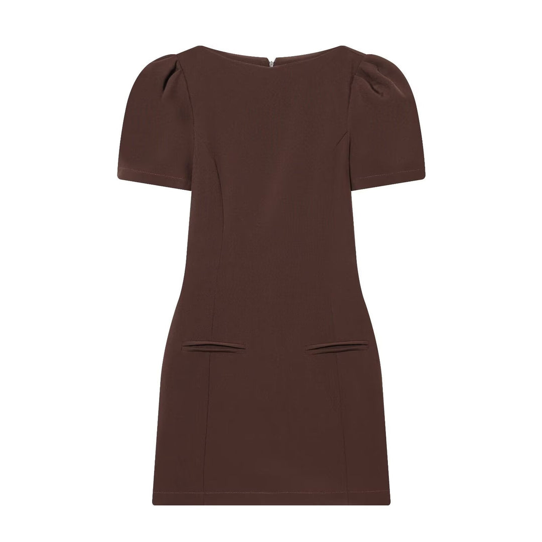 Damenkleid mit Puffärmeln und tailliertem Schnitt Drune