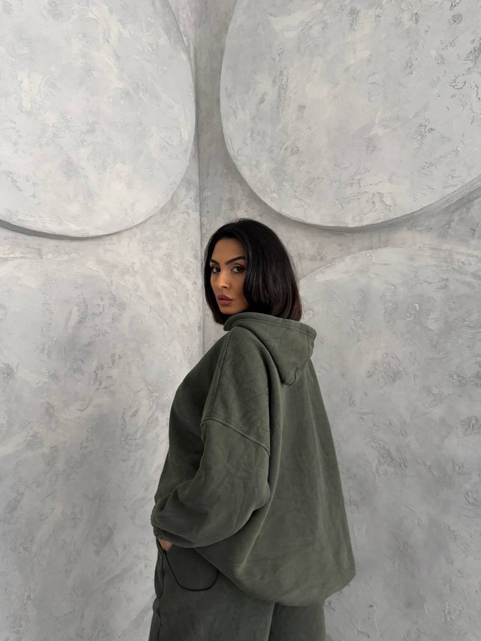 Damen lässiger Hoodie und weite Jogginghose Set Drune