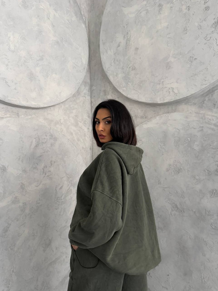 Damen lässiger Hoodie und weite Jogginghose Set Drune