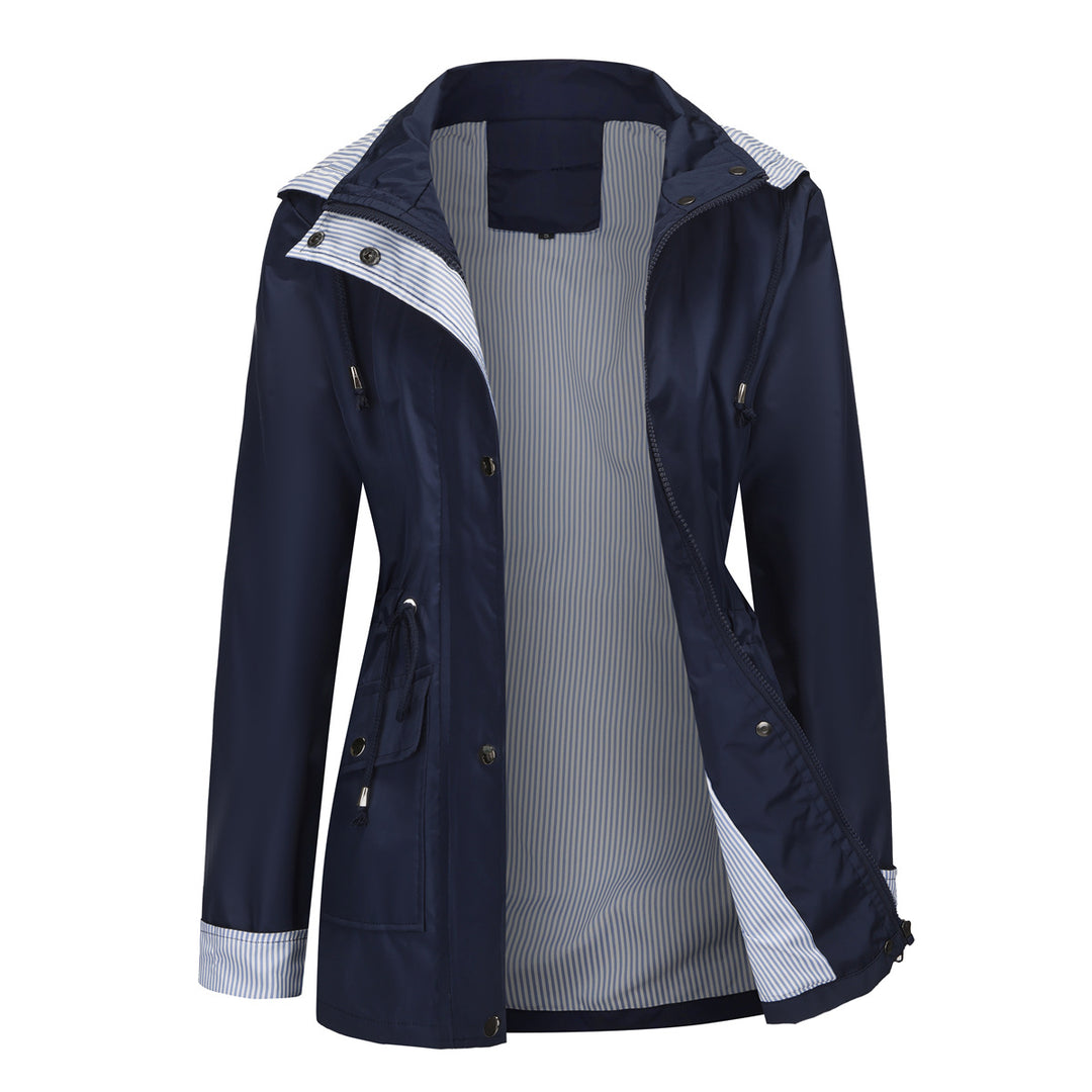 Damen nan leichte wasserdichte Regenjacke mit Kapuze und Taillenzug Drune