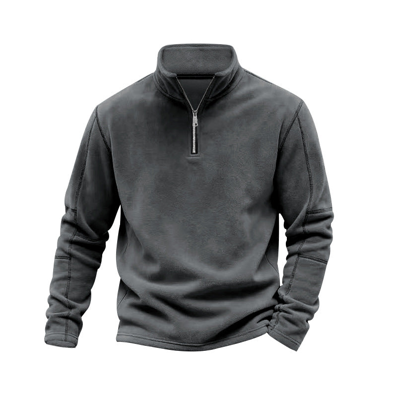 Herren nan leichter Fleece-Pullover mit halbem Reißverschluss und Stehkragen Drune