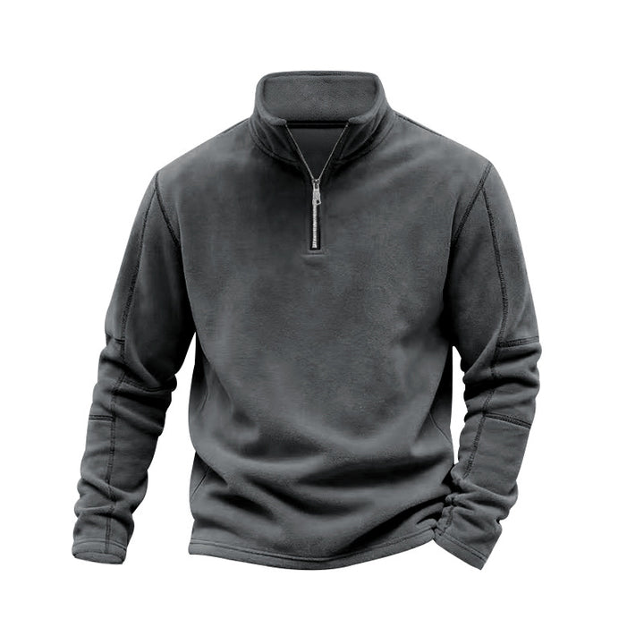 Herren nan leichter Fleece-Pullover mit halbem Reißverschluss und Stehkragen Drune