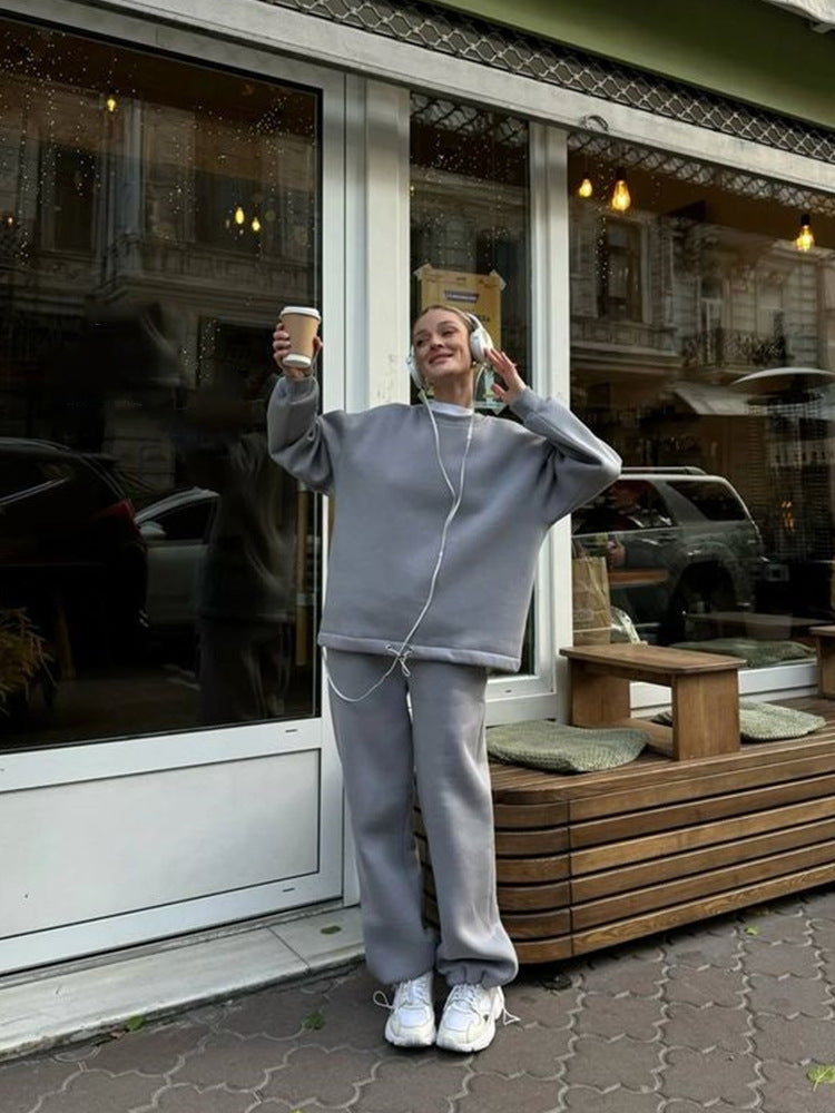 Damen lässiges Sweatshirt und weite Jogginghose Set Drune