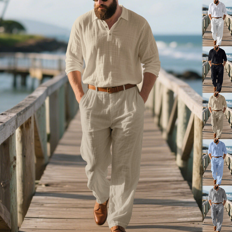 Herren modischer Zweiteiler mit Poloshirt und bequemen Bund Drune