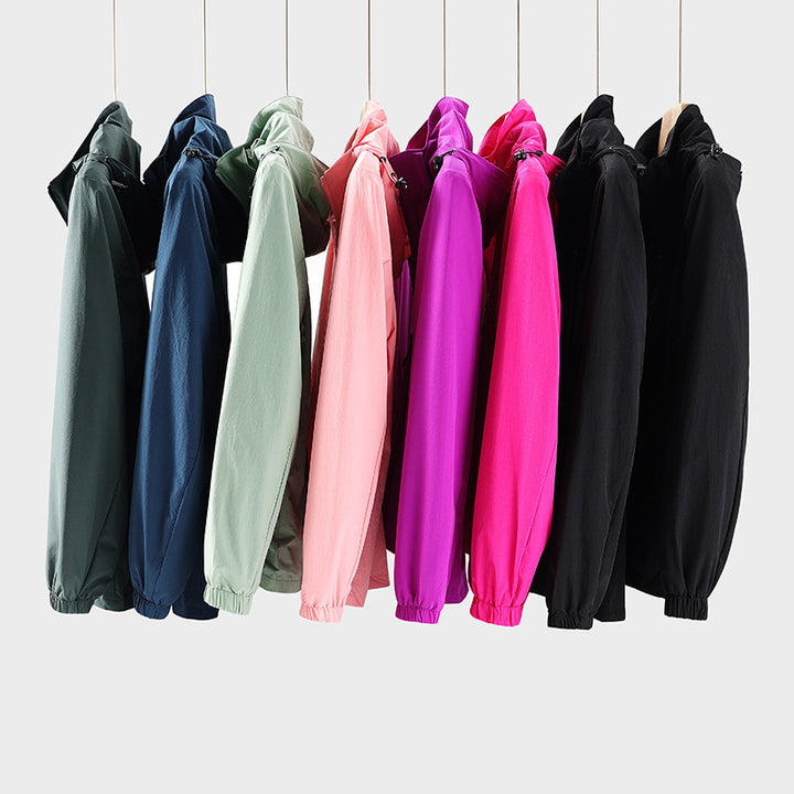 Herren Leichte atmungsaktive Kapuzen-Windjacke mit Mesh-Futter, Reißverschlusstaschen und elastischen Bündchen Drune