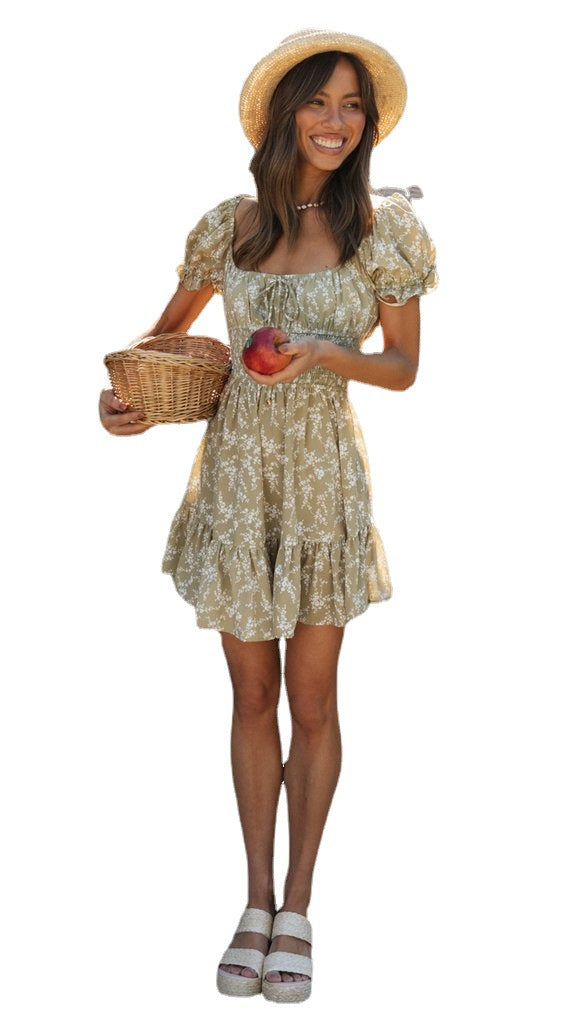 Damen verspieltes Sommerkleid mit Rüschendetails und elastischem Oberteil Drune