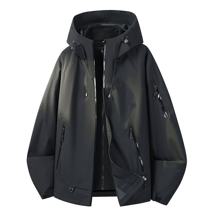 Herren Funktionsjacke mit verstellbarem Kapuzenverschluss Drune