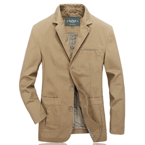 Herren Casual-Canvas-Sakko im Worker-Blouson-Stil mit Hemdkragen und aufgesetzten Taschen Drune