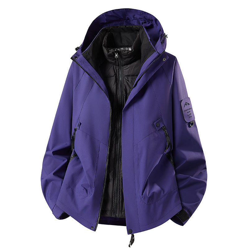 Herren Zwei-in-eins Wetterschutzjacke mit abnehmbarer Steppweste und verstellbarer Kapuze Drune