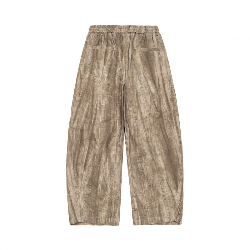 Unisex Weite Cropped-Hose mit asymmetrischen Lageinsätzen, elastischem Bund und beschichteter Struktur Drune