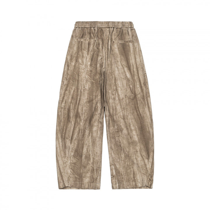 Unisex Weite Cropped-Hose mit asymmetrischen Lageinsätzen, elastischem Bund und beschichteter Struktur Drune