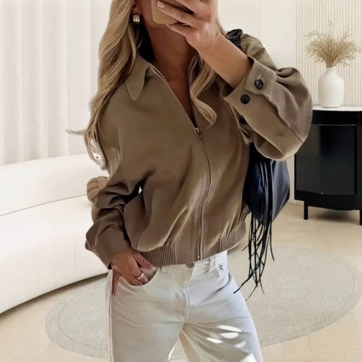 Damen modische Blousonjacke mit praktischen Taschen Drune