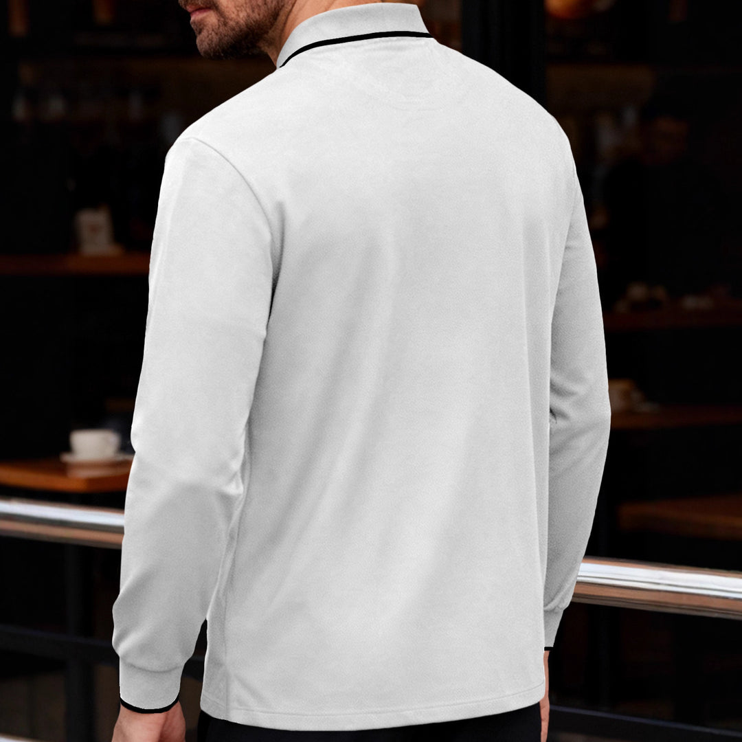 Herren Langarm-Piqué-Polo mit kontrastbesetztem Kragen und Bündchen Drune