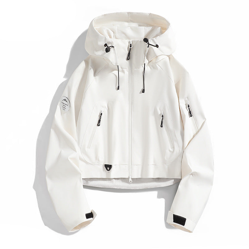 Damen Sportliche Outdoor-Jacke mit verstellbarem Kapuzenzug Drune