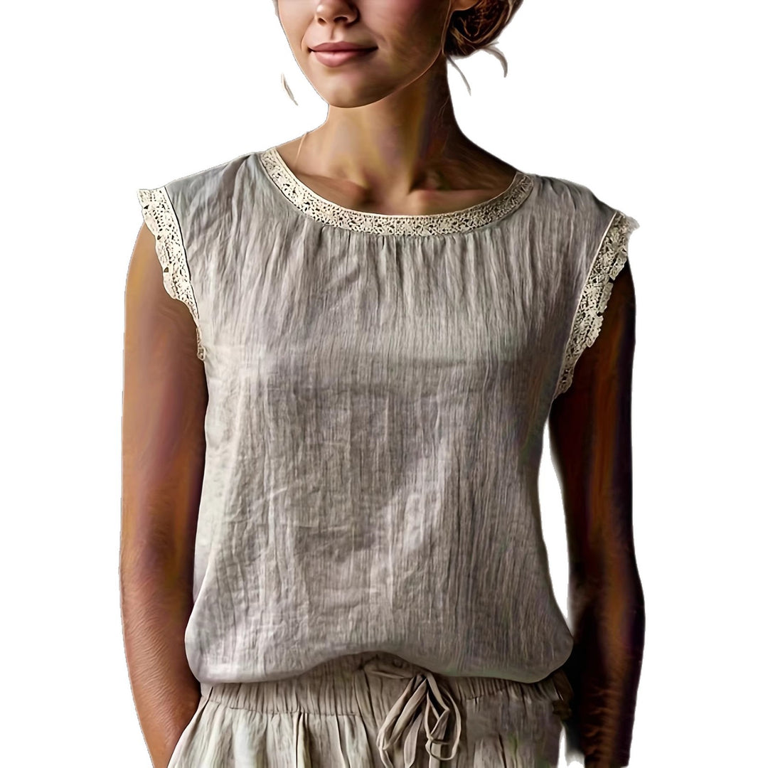 Damen Bluse mit Spitzenakzenten und lässigem Schnitt Drune
