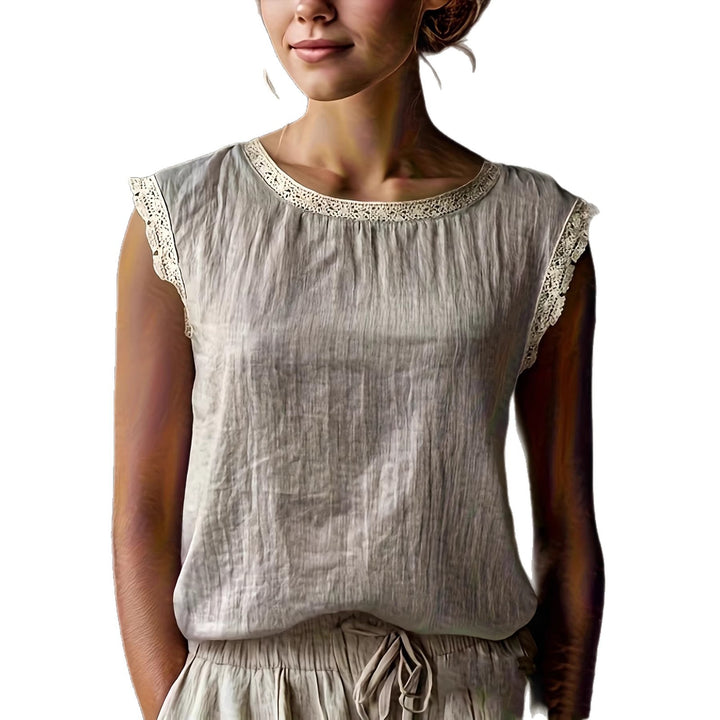 Damen Bluse mit Spitzenakzenten und lässigem Schnitt Drune