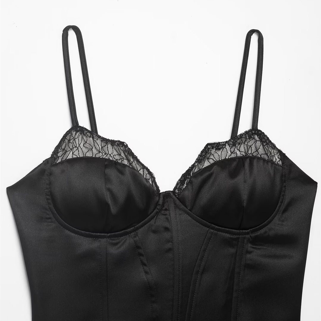 Damen Korsett Top mit zartem Spitzenbesatz und raffiniertem Schnitt Drune
