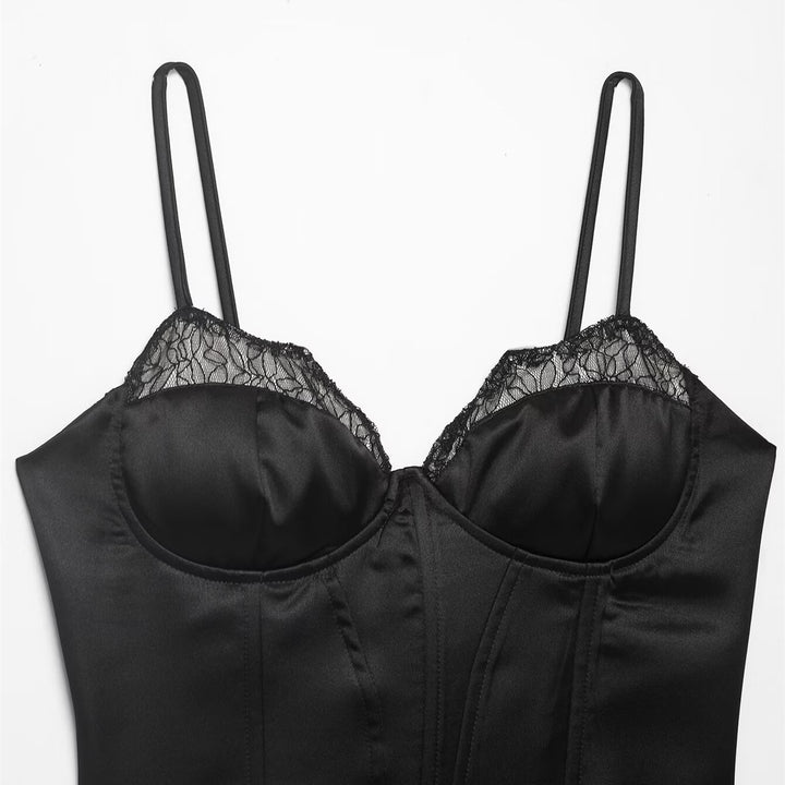 Damen Korsett Top mit zartem Spitzenbesatz und raffiniertem Schnitt Drune
