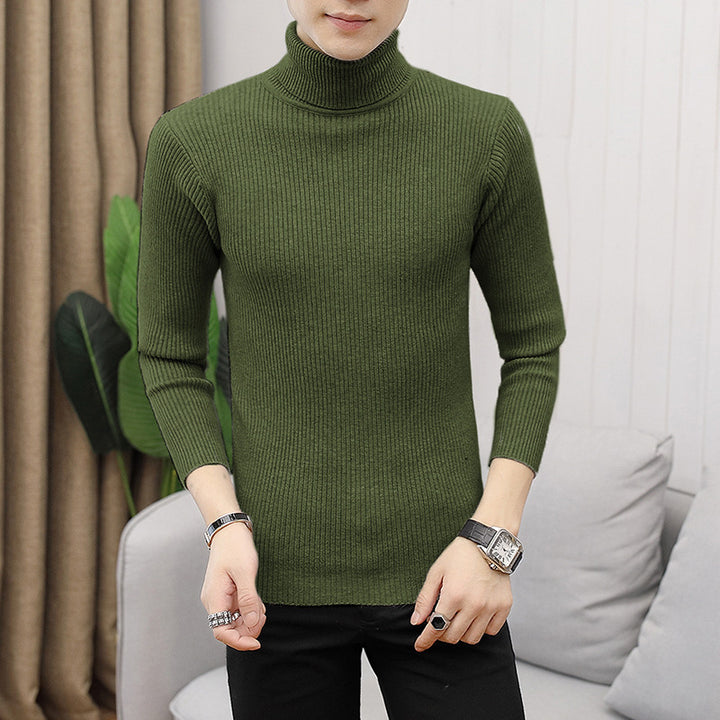 Herren modischer Rollkragenpullover aus feiner Rippstruktur Drune