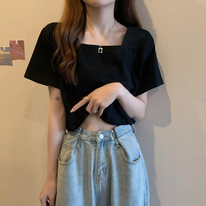 Damen Cropped T-Shirt mit modernen Details Drune