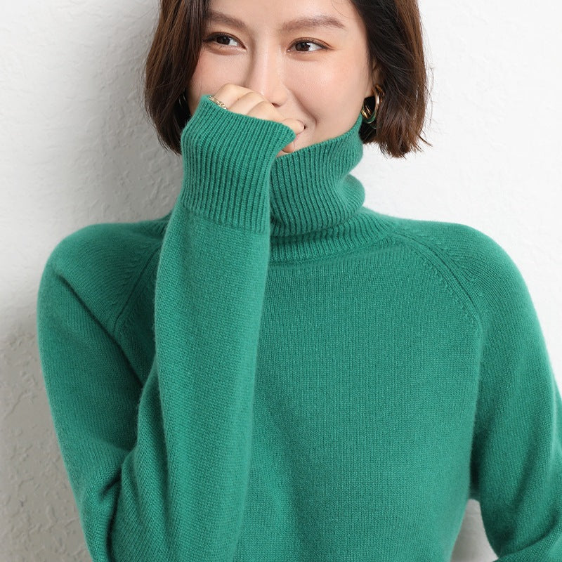 Damen Schlanker Rollkragenpullover aus feinem Strick mit Raglanärmeln Drune
