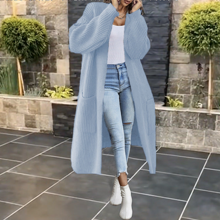 Damen Eleganter und bequemer Strickmantel mit tiefen Taschen Drune