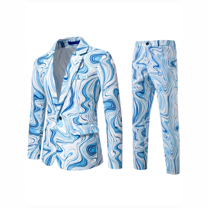 Herren Zweiteiliges Statement-Sakko und Anzughose mit psychedelischem Swirl-Print Drune