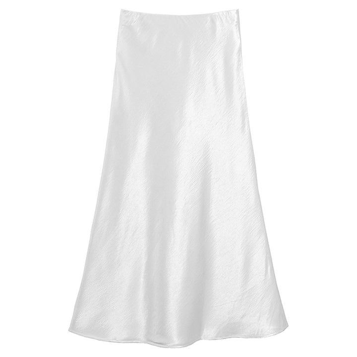 Damen nan eleganter Midirock aus Satin mit A-Linie und nahtlosem Bund Drune