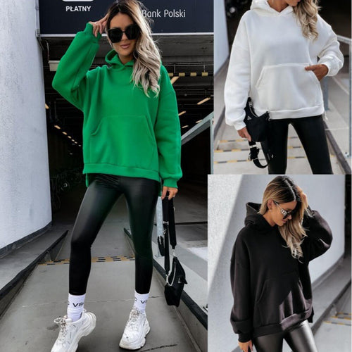 Damen Oversized Kapuzenpullover mit praktischen Kängurutaschen Drune
