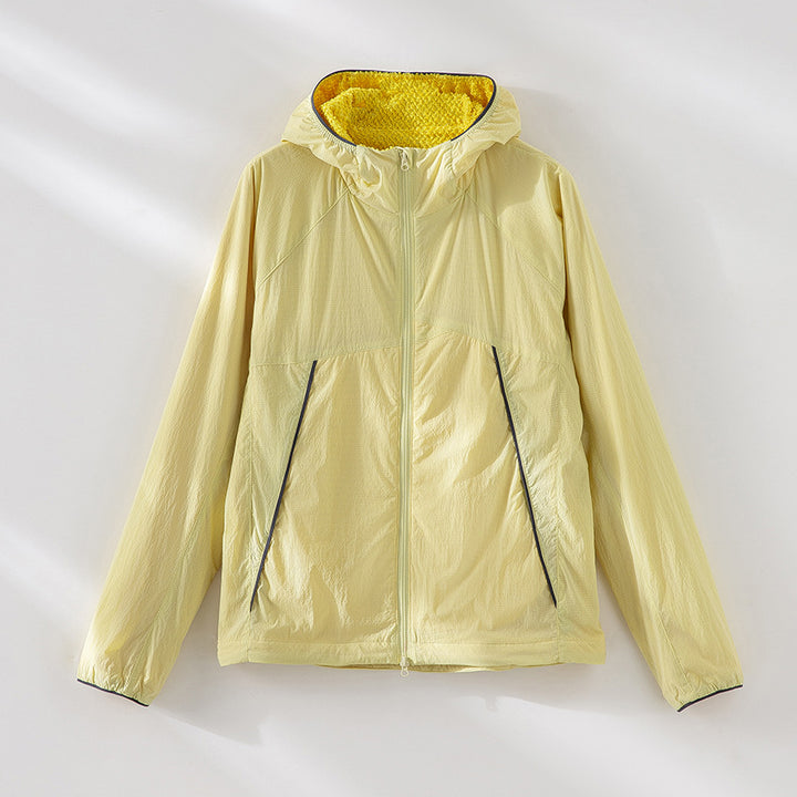 Herren leichte wind- und wasserabweisende Kapuzenjacke mit Fleece‑Innenfutter und Frontreißverschluss Drune