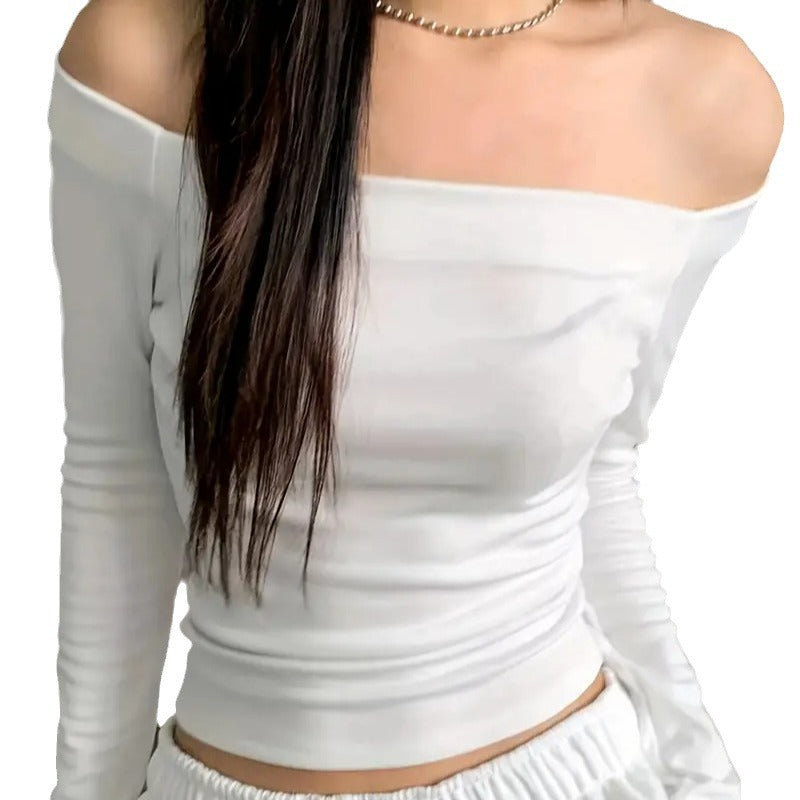 Damen Off-Shoulder Langarmshirt mit bequemer Passform und lässiger Eleganz Drune