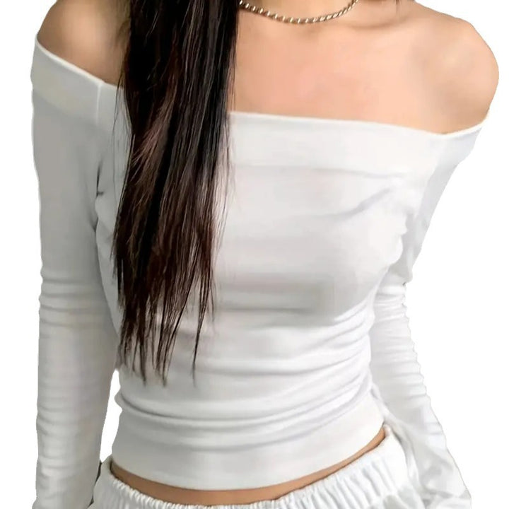 Damen Off-Shoulder Langarmshirt mit bequemer Passform und lässiger Eleganz Drune