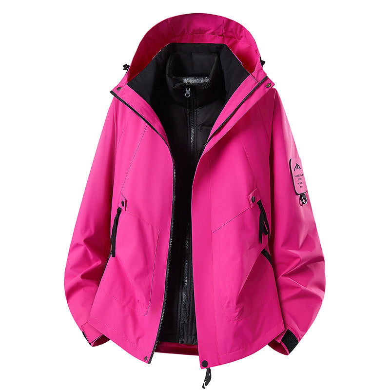Herren Zwei-in-eins Wetterschutzjacke mit abnehmbarer Steppweste und verstellbarer Kapuze Drune