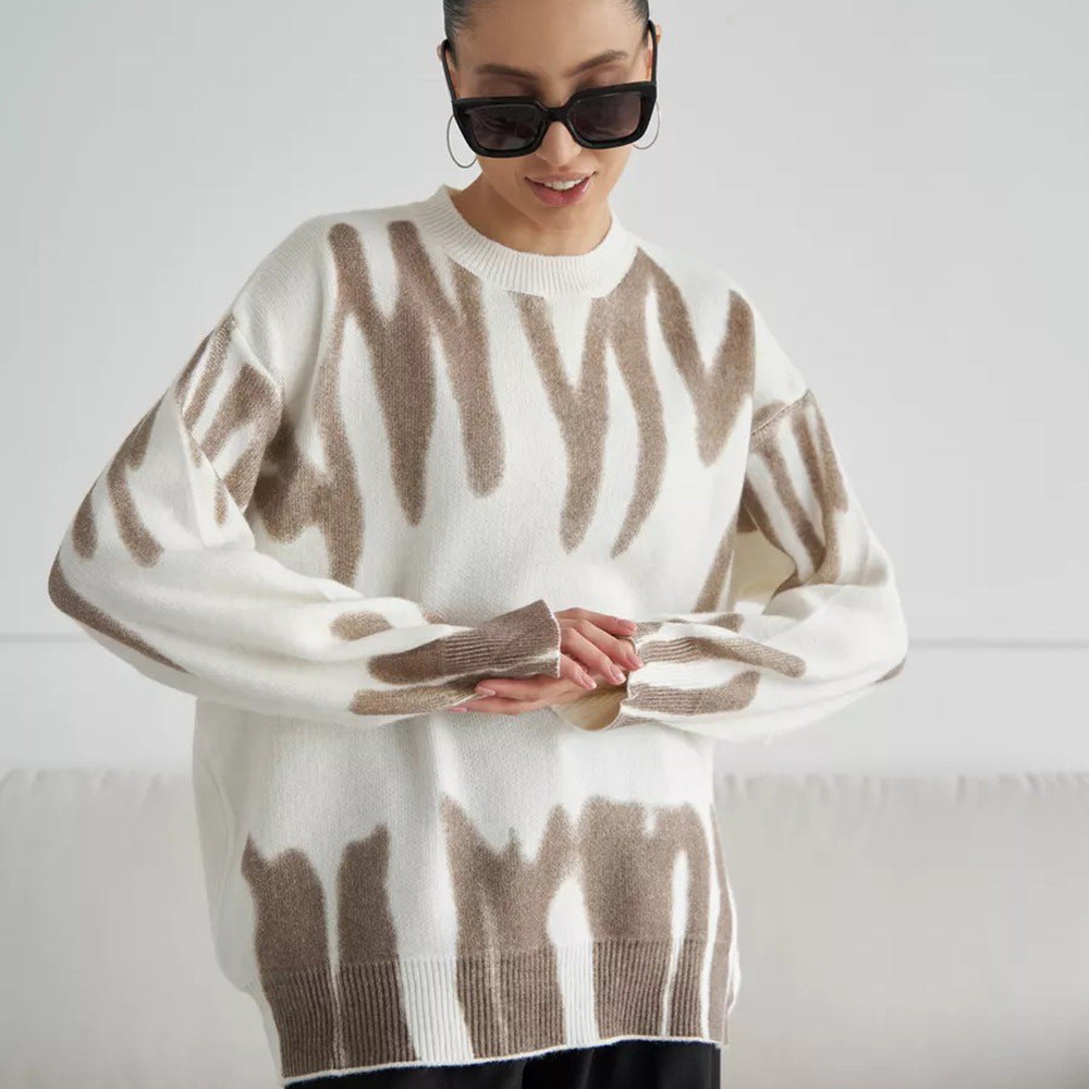 Damen Trendiger Strickpullover mit modischem Muster Drune