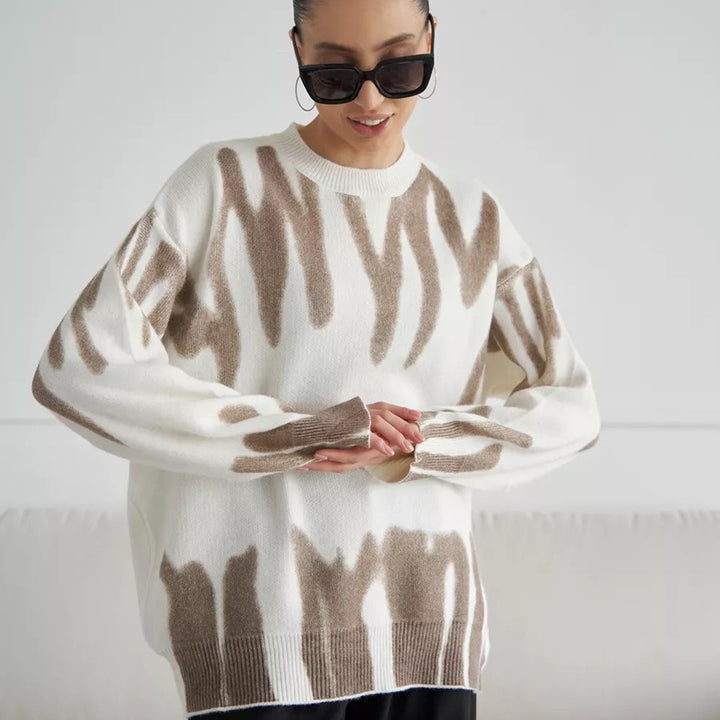 Damen Trendiger Strickpullover mit modischem Muster Drune
