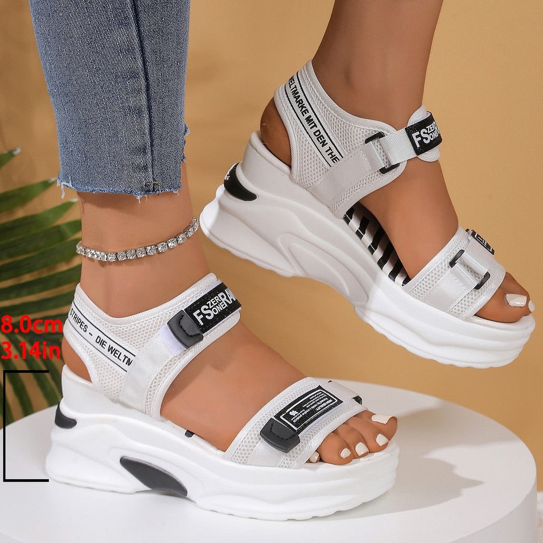 Damen modische Plateau-Sandalen mit verstellbaren Riemen und dämpfender Sohle Drune