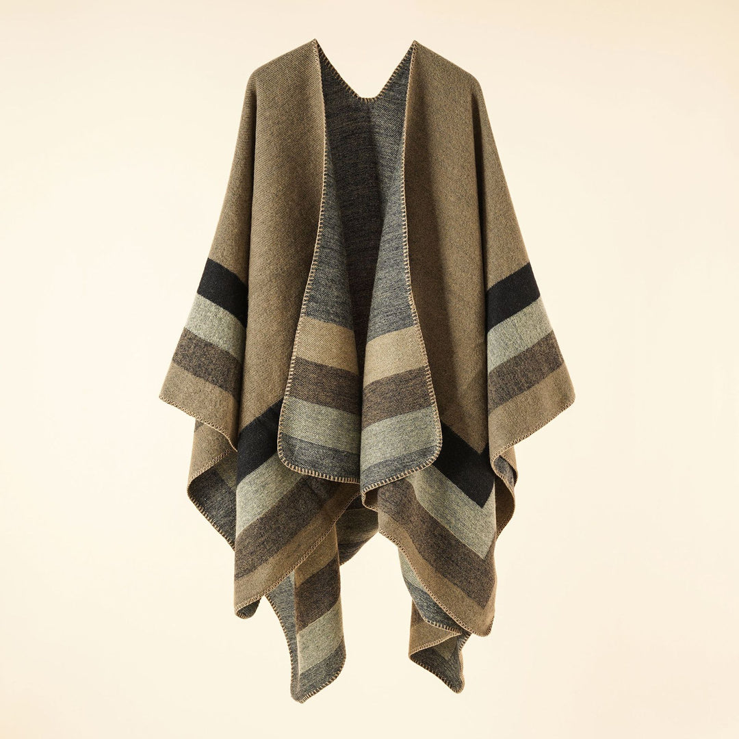 Damen Strickponcho im Paisley-Jacquard mit offener Vorderseite Drune