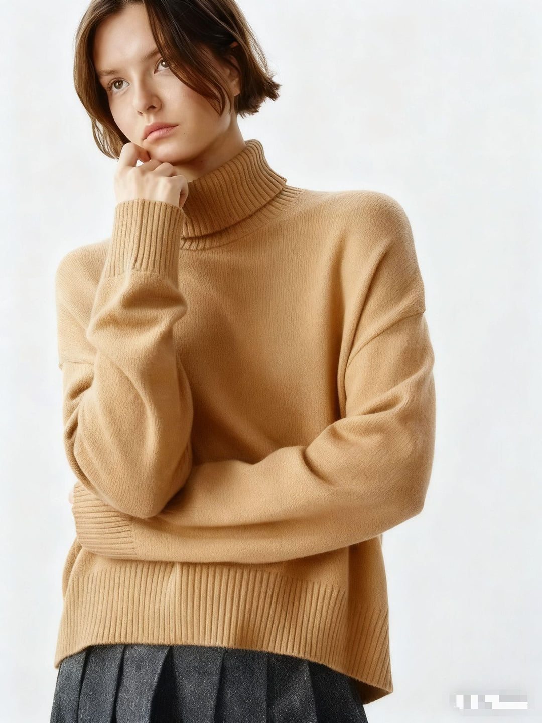 Damen Gemütlicher Rollkragenpullover mit oversized Schnitt und feiner Rippstruktur Drune