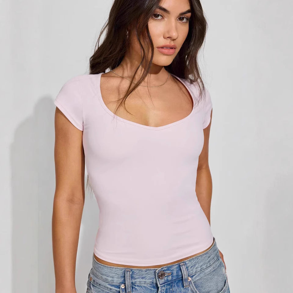 Damen figurbetontes Basic T-Shirt Drune