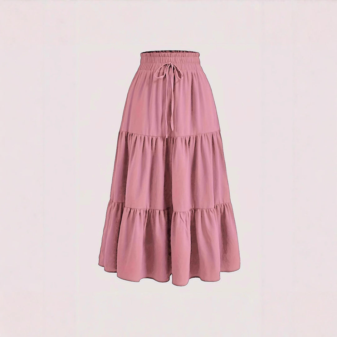 Damen Maxi-Rock mit elastischem Bund und Stufen-Design Drune